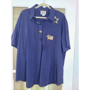 Vintage My Danielle Shirt Womens 18W Unique American Flag Gold Star Navy
